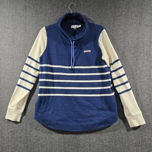 Vineyard Vines Funnel Neck Blue Striped Pullover Sweatshirt‎ Sz Small